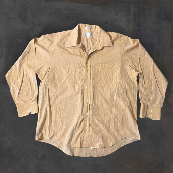 Burberry Men's Button‎ Up Shirt Size 17 1/2 34 Long Sleeve Beige 100% Cotton